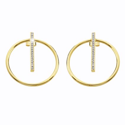 Ocelové náušnice Kruh s linkou Swarovski® Gold Crystal 61400461g