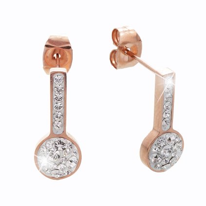 Ocelové náušnice Vara Swarovski® Rose Gold Crystal 61400472rg