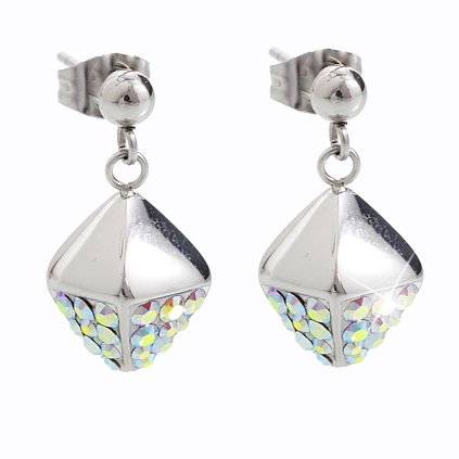 Ocelové náušnice Cube Swarovski® Aurore Boreale 61400473ab