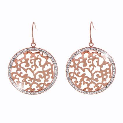 Ocelové náušnice Ornament s kameny Swarovski® Rose Gold 61400479rg