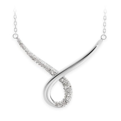 J61300470CR Ocelový náhrdelník Smyčka s kameny Swarovski® Crystal
