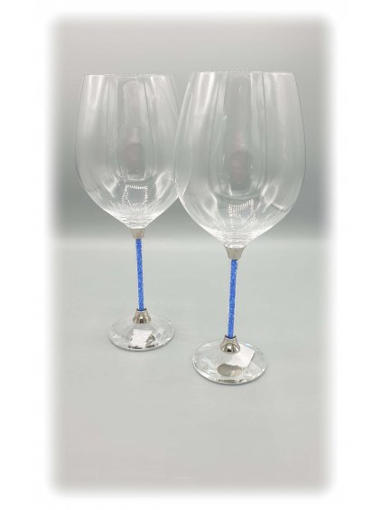 SW01BL 10010 Křišťálové sklenice na víno s modrými krystalky Swarovski® SW01BL