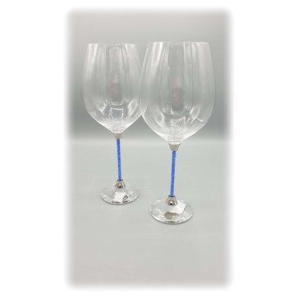 SW01BL 10010 Křišťálové sklenice na víno s modrými krystalky Swarovski® SW01BL
