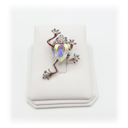 Brož Malá žába s kameny Swarovski® Aurore Boreale