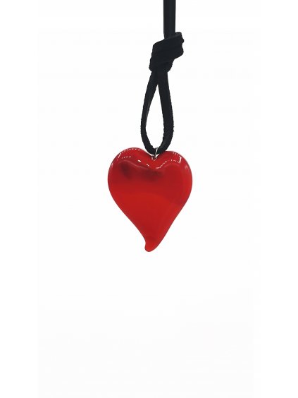 Kožený náhrdelník se skleněnou figurkou srdce