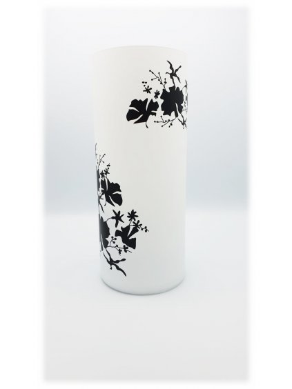 Skleněná váza s květinovým vzorem bílá
