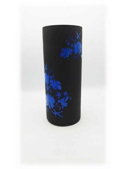 skleněná váza s květinovým vzorem černá