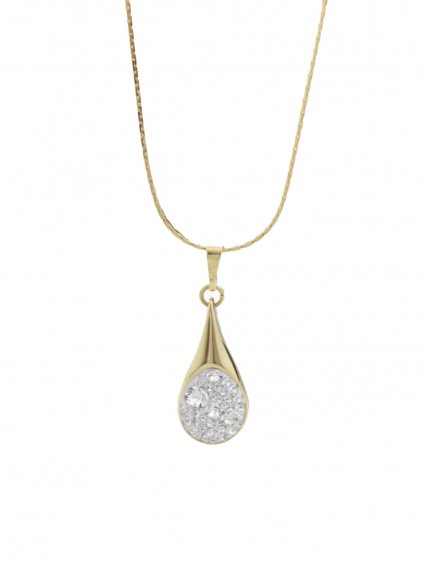 61300476gcr Ocelový náhrdelník Drop s kameny Swarovski® Gold Crystal