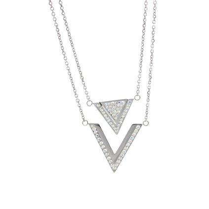 J61300477AB Ocelový náhrdelník Triple s kameny Swarovski® Aurore Boreale