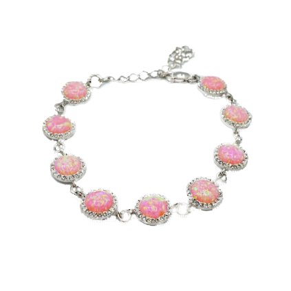 J92500025ro Stříbrný náramek Opálový Swarovski Pink