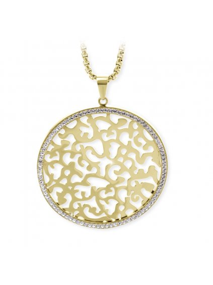 J61300479G Ocelový náhrdelník Ornament s kameny Swarovski® Gold