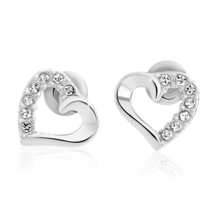 J61400171cr Náušnice Srdíčka mini s kameny Swarovski® Crystal