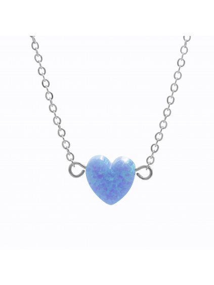 J61300931blOcelový náhrdelník Srdíčko opálové Blue