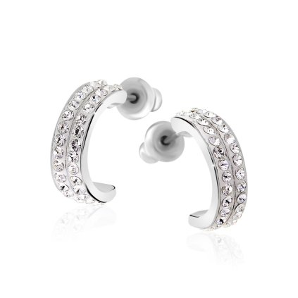J61400226cr Náušnice s kameny Swarovski® Půlkroužky crystal