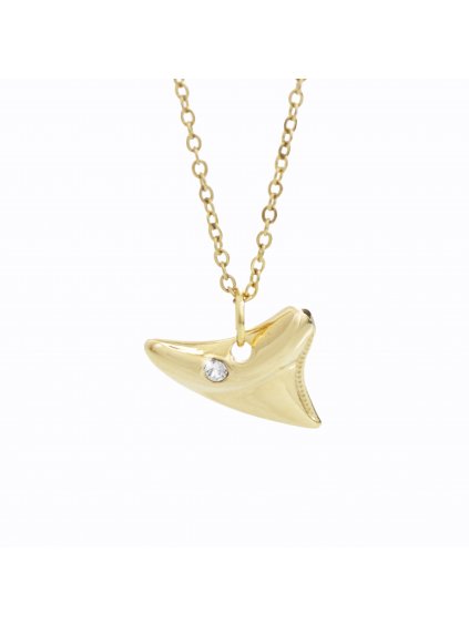 J61300904g crOcelový náhrdelník Žraločí zub GOLD