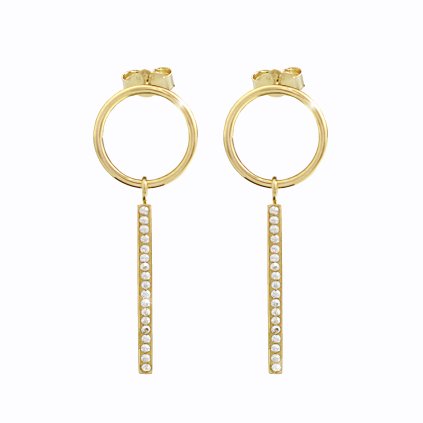 J61400916g crOcelové náušnice Kruh s tyčkou swarovski gold