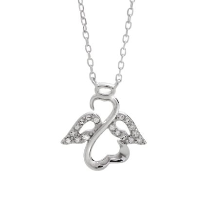 J92300406cr Stříbrný náhrdelník Andílek se zirkony crystal