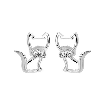 J92400413cr Stříbrné náušnice Kočička Swarovski