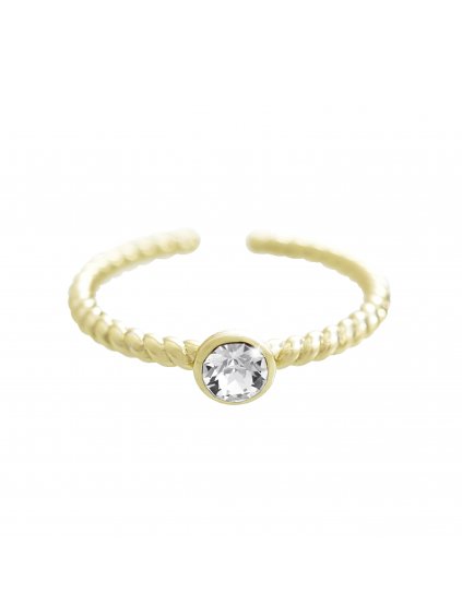 J92700397gStříbrný prsten Zásnubní Swarovski crystal gold
