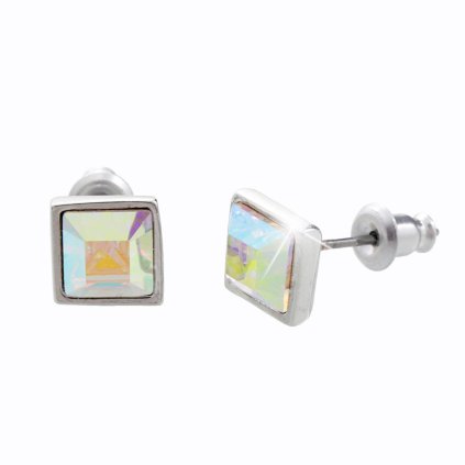 J61400393ab Náušnice s kameny Swarovski® Čtverečky AB