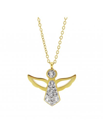 J61310010g crOcelový náhrdelník Andílek I s kameny swarovski gold