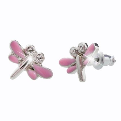 J61400446ro Náušnice s kameny Swarovski® Vážky mini rosa