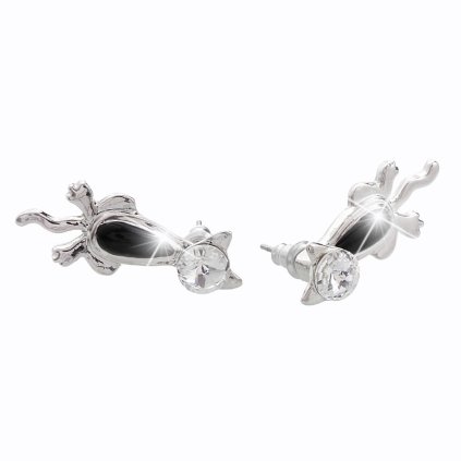 J61400489bl Náušnice s kameny Swarovski® Kočky black