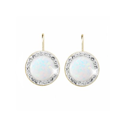 J92400025WHG Stříbrné náušnice s opálem a křišťálky Swarovski® Opal Round white gold