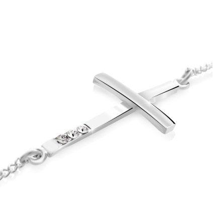 J61500405cr Náramek křížek ležící Swarovski® Crystal
