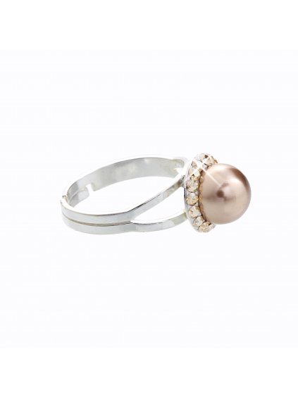 Stříbrný prsten s perlou a křišťálky Swarovski® components IJ91700005BR.