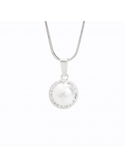 J91300005CR Stříbrný náhrdelník Perla s kameny Swarovski® components