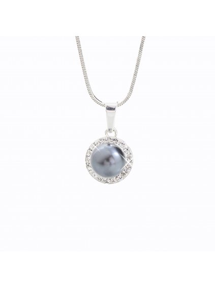 J91300005GREY Stříbrný náhrdelník Perla s kameny Swarovski® components