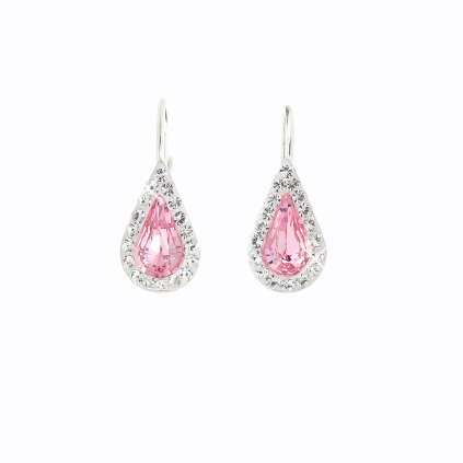 J91400004RO Stříbrné náušnice Swarovski® křišťálky Kapky rosa