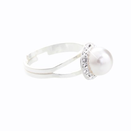 J91700005CR Stříbrný prsten s perlou a křišťálky Swarovski® components crystal Stříbrný prsten s perlou a křišťálky Swarovski® components I.