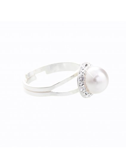 Stříbrný prsten s perlou a křišťálky Swarovski® components I.