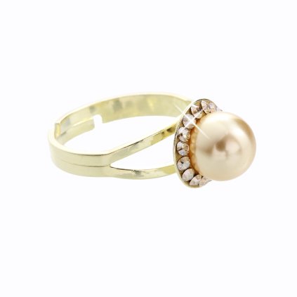 J91700005gg Stříbrný prsten s perlou a křišťálky Swarovski® components gold Stříbrný prsten s perlou a křišťálky Swarovski® components I.