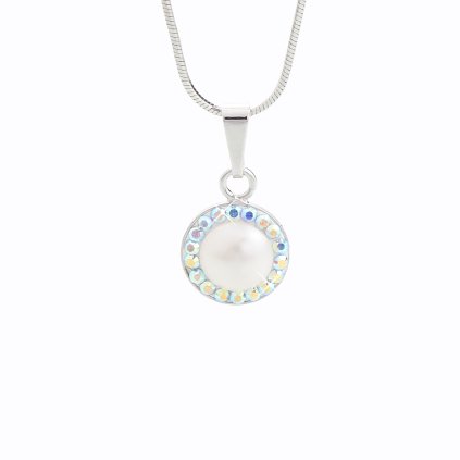 Stříbrný řetízek s půlperlou a křišťálky Swarovski ABy Swarovski J92300022AB