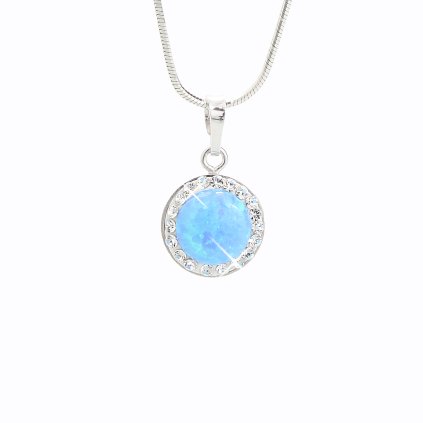 J92300025BL Stříbrný řetízek s opálem a křišťálky Swarovski blue