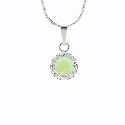 Stříbrný řetízek s opálem a křišťálky Swarovski® components Opal Round II.