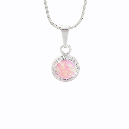 J92300040RO Stříbrný řetízek s opálem a křišťálky Swarovski rosawarovski® components Opal Round II.