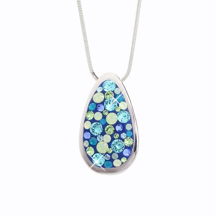 Stříbrný řetízek s přívěskem Kapka Swarovski aqua J92300069AQ. Swarovski® components