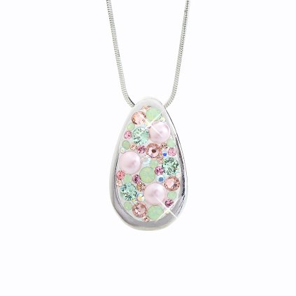 J92300069MULTI  Stříbrný řetízek s přívěskem Kapka Swarovski multicolor