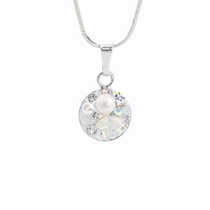 Stříbrný řetízek s přívěskem Swarovski Round AB mix J92300072ABMIX