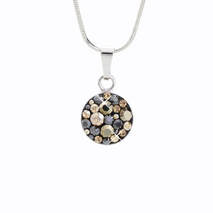 J92300072GJETMIXStříbrný řetízek s přívěskem Swarovski Round jet mix