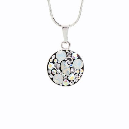 Stříbrný řetízek s přívěskem Swarovski components Round jet J92300073JET
