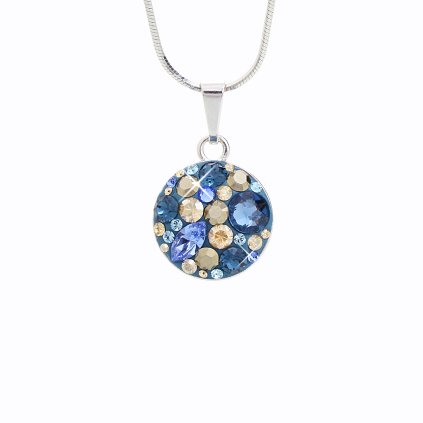 J92300073MO Stříbrný řetízek s přívěskem Swarovski components Round  montana