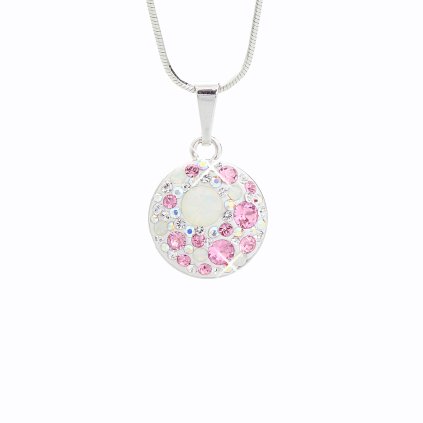J92300073RO Stříbrný řetízek s přívěskem Swarovski components Rosa