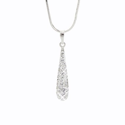 J92300084CR Stříbrný řetízek s přívěskem Swarovski Dlouhá kapka crystal