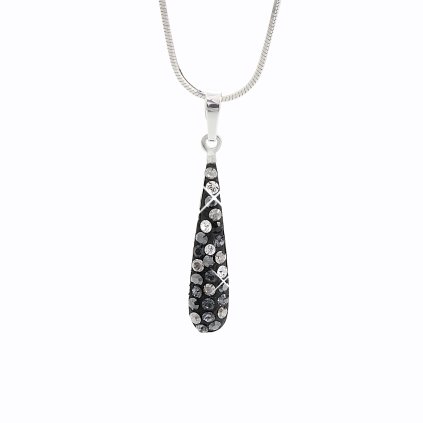 Stříbrný řetízek s přívěskem Swarovski Dlouhá kapka jet J92300084JETki® components Dlouhá kapka I.
