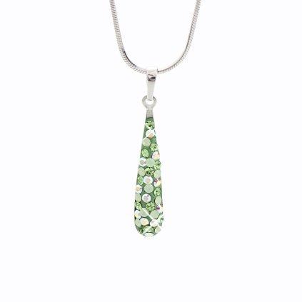 J92300084PER Stříbrný řetízek s přívěskem Swarovski Dlouhá kapka peridot